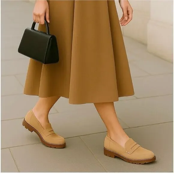 Vionic Women’s Cheryl II Lug penny Loafers size 8 Wide Slip-on Sand Suede - Picture 8 of 9